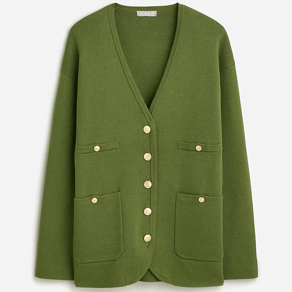 J. Crew Long V-neck Green Sweater Blazer Size S